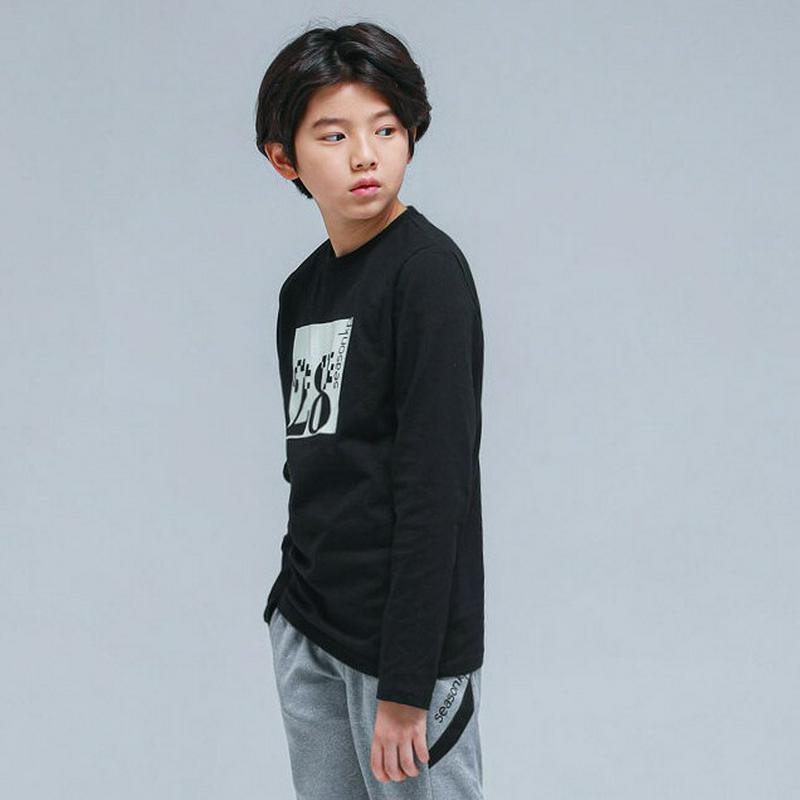 NT16スクエアプリントTシャツ(ブラック)・p000777【9~17才】【tops】【トップス Tシャツ ロンT 長袖 ロゴ 