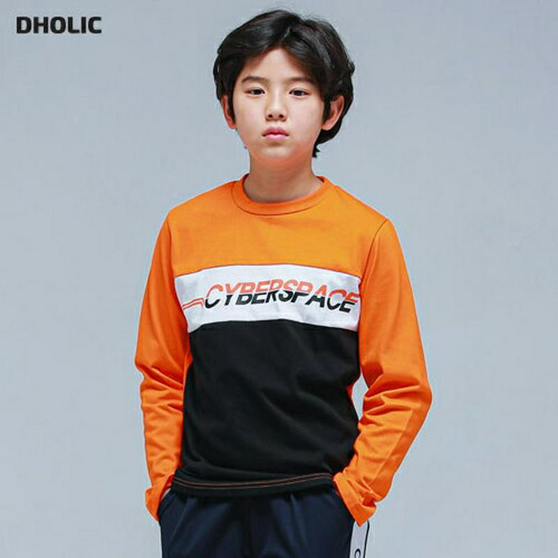 NT15配色Tシャツ(オレンジ)・p000778【9~17才】【tops】【トップス Tシャツ ロンT 長袖 ロゴ カジュアル 