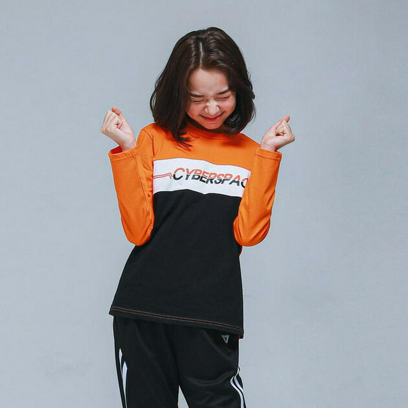 NT15配色Tシャツ(オレンジ)・p000778【9~17才】【tops】【トップス Tシャツ ロンT 長袖 ロゴ カジュアル 