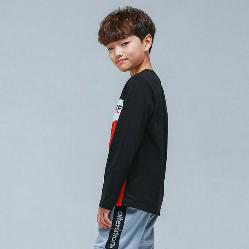 NT15配色Tシャツ(ブラック)・p000779【9~17才】【tops】【トップス Tシャツ ロンT 長袖 ロゴ カジュアル 