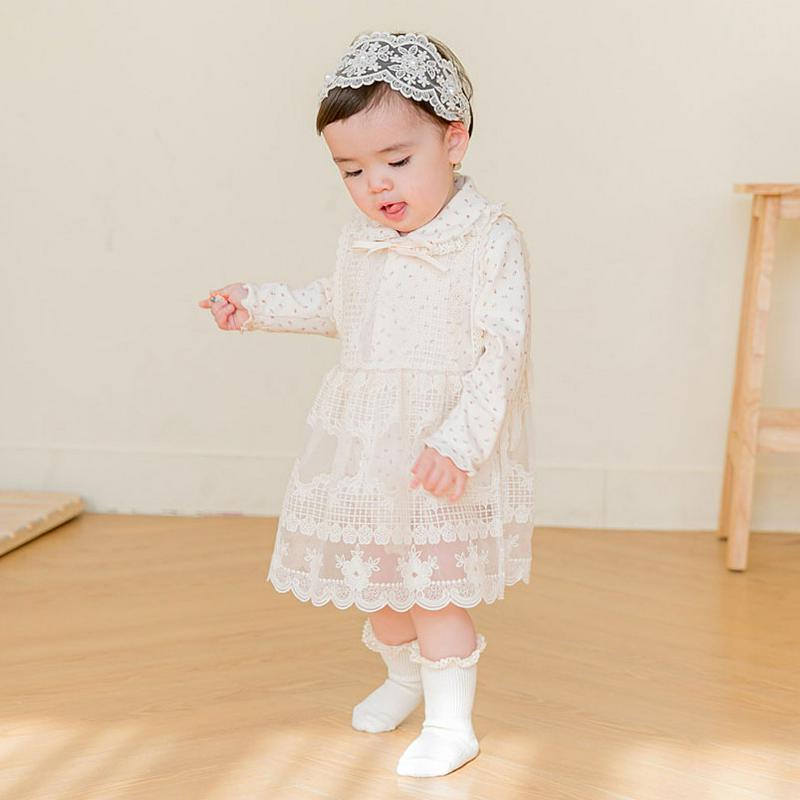 バックボタンレースワンピース・p001358【0~2才】【ops】【ワンピース ロングワンピース ロング スリーブレス ノースリーブ レイヤード 総レス レース 透け感 シースルー シアー 子供 こども 子供服 こども服】【KIDS】