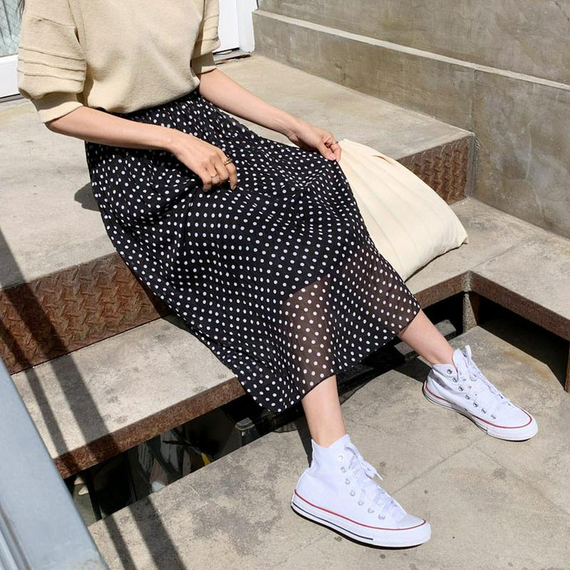 ドットリンクルスカート・全3色・t55368 レディース 【sk】【スカート ロングスカート ロング リンクル リンクルスカート