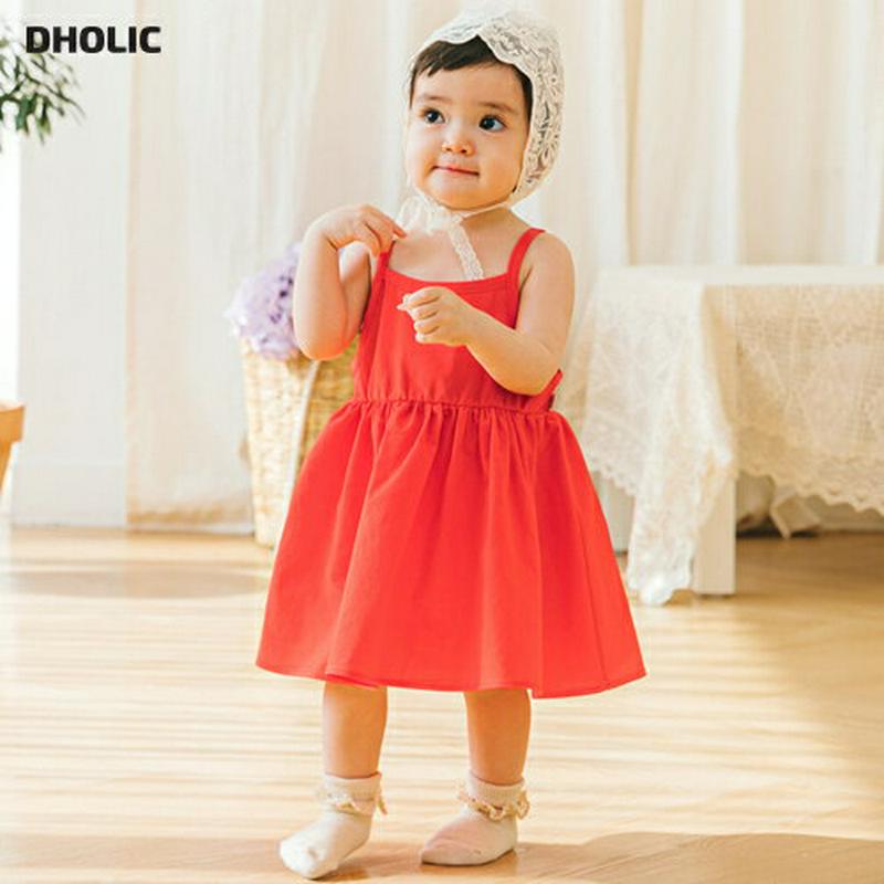 ギャザーコットンワンピース(レッド)・p001361【0~2才】【ops】【ワンピース ロング ロングワンピース スリーブレス ノースリーブ キャミソールワンピース コットン ギャザー シンプル 単色 無地 女の子 子供 こども 子供服 こども服】【KIDS】