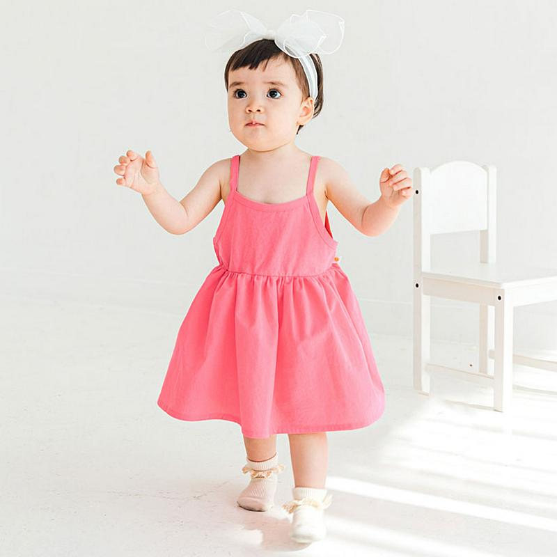 ギャザーコットンワンピース(ピンク)・p001364【0~2才】【ops】【ワンピース ロング ロングワンピース スリーブレス ノースリーブ キャミソールワンピース コットン ギャザー シンプル 単色 無地 女の子 子供 こども 子供服 こども服】【KIDS】