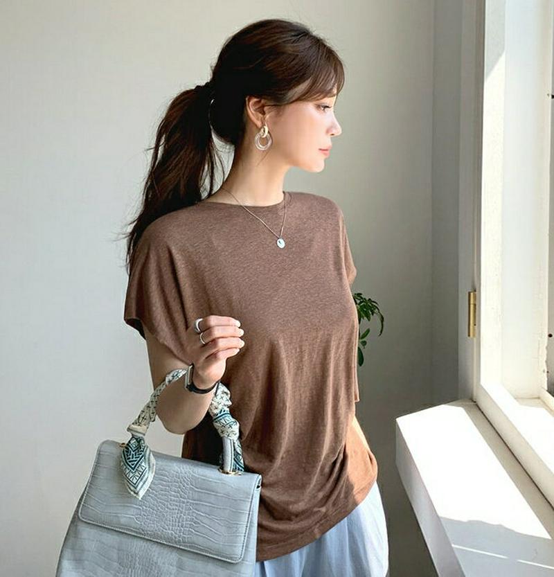 ウエストタックTシャツ・全5色・b61802 レディース【tops】【トップス Tシャツ ショートスリーブ キャップスリーブ 単
