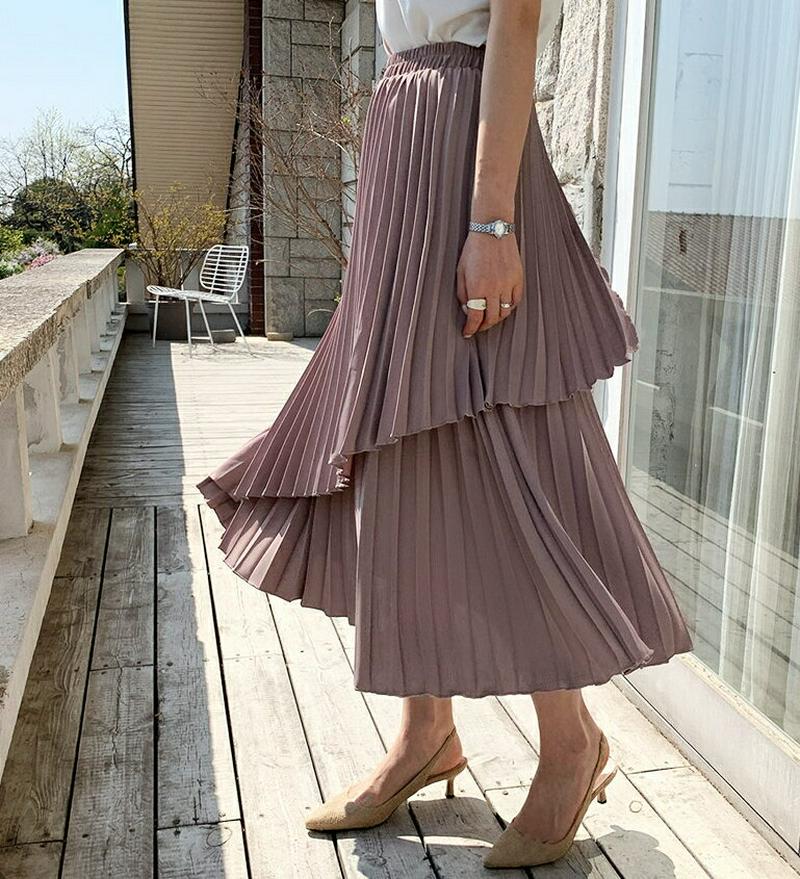 プリーツアンバランススカート・全4色・b61856 レディース【sk】【スカート ミディ丈 ミディスカート プリーツ プリーツス