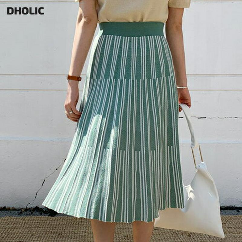 配色ラインニットスカート・全3色・t61870 レディース【sk】【スカート ロング ロングスカート ニット ニットスカート 配