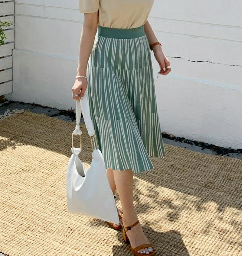 配色ラインニットスカート・全3色・t61870 レディース【sk】【スカート ロング ロングスカート ニット ニットスカート 配