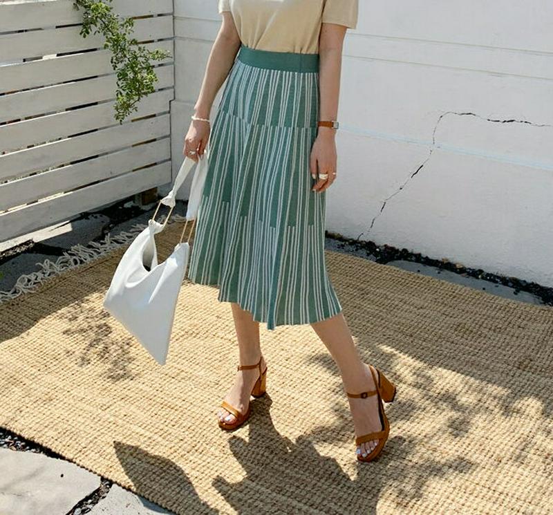 配色ラインニットスカート・全3色・t61870 レディース【sk】【スカート ロング ロングスカート ニット ニットスカート 配