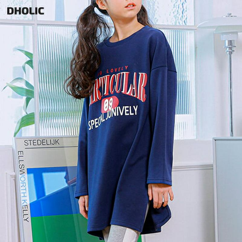 NT04ロングロゴTシャツ(ネイビー) p001029 キッズ 【9~17才】【tops】【韓国 ファッション トップス Tシャ