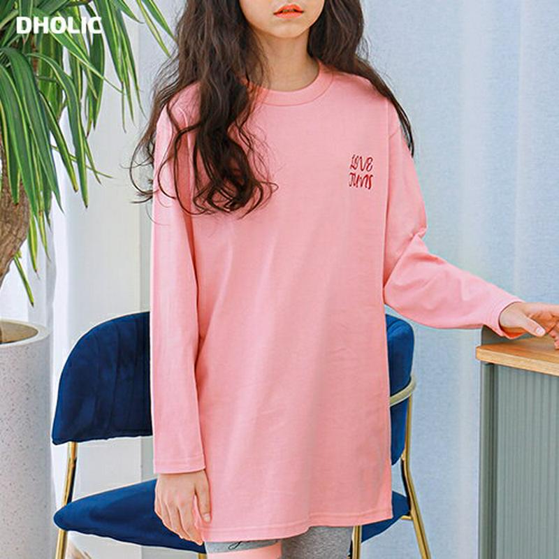 NT01ルーズロングTシャツ(ピンク) p001013 キッズ 【9~17才】【tops】【韓国 ファッション トップス Tシャ