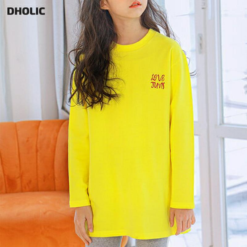 NT01ルーズロングTシャツ(イエロー) p001010 キッズ 【9~17才】【tops】【韓国 ファッション トップス Tシ