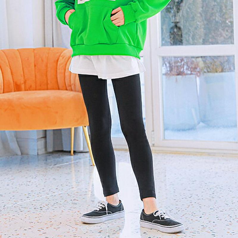 NL06配色スカートレギンス(ミックスグレー) p000943 キッズ 【9~17才】【pt】【韓国 ファッション ボトムス レ