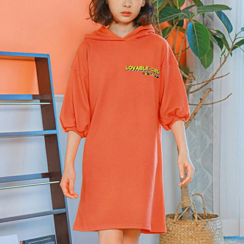 NO02フーディワンピース(ディープレッド) p001021 キッズ 【9~17才】【ops】【韓国 ファッション ワンピース 