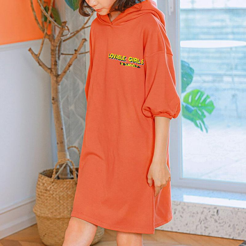 NO02フーディワンピース(ディープレッド) p001021 キッズ 【9~17才】【ops】【韓国 ファッション ワンピース 