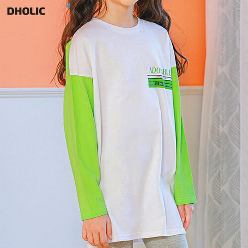 NT10配色Tシャツ(グラスグリーン) p000923 キッズ 【9~17才】【tops】【韓国 ファッション トップス Tシャ