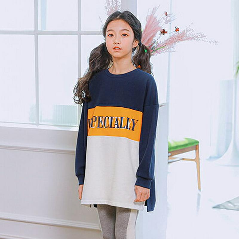 NT05ロングTシャツ(ネイビー) p000990 キッズ 【9~17才】【tops】【韓国 ファッション トップス Tシャツ 