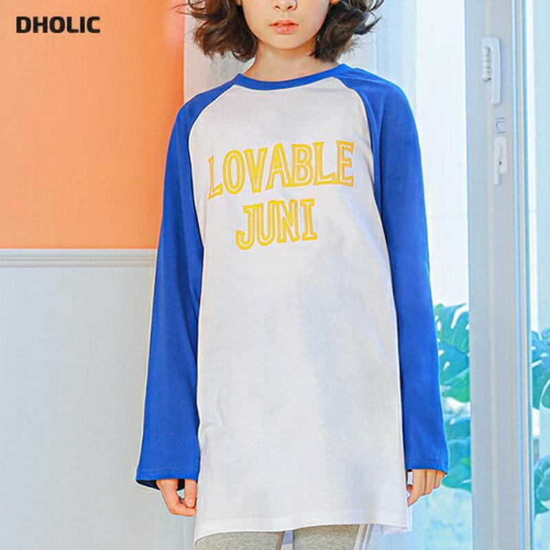 NT20ラグランTシャツ(ブルー) p000994 キッズ 【9~17才】【tops】【韓国 ファッション トップス Tシャツ 