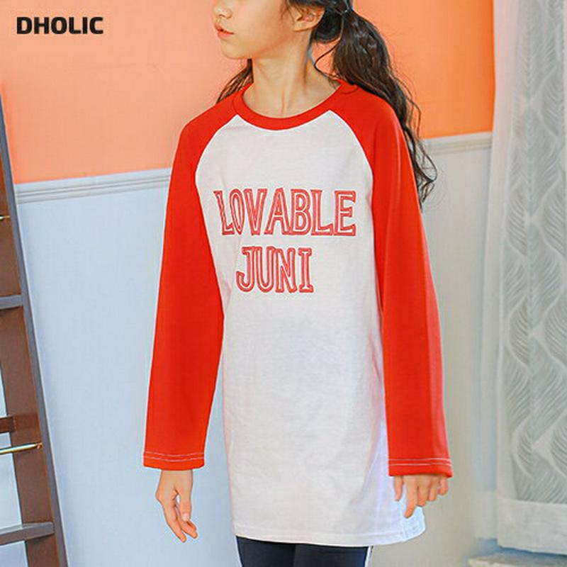 NT20ラグランTシャツ(レッド p000992 キッズ 【9~17才】【tops】【韓国 ファッション トップス Tシャツ カ