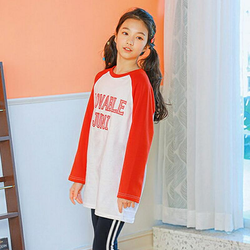 NT20ラグランTシャツ(レッド p000992 キッズ 【9~17才】【tops】【韓国 ファッション トップス Tシャツ カ