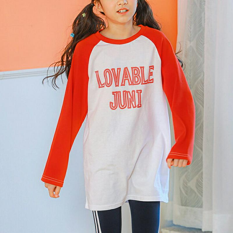 NT20ラグランTシャツ(レッド p000992 キッズ 【9~17才】【tops】【韓国 ファッション トップス Tシャツ カ