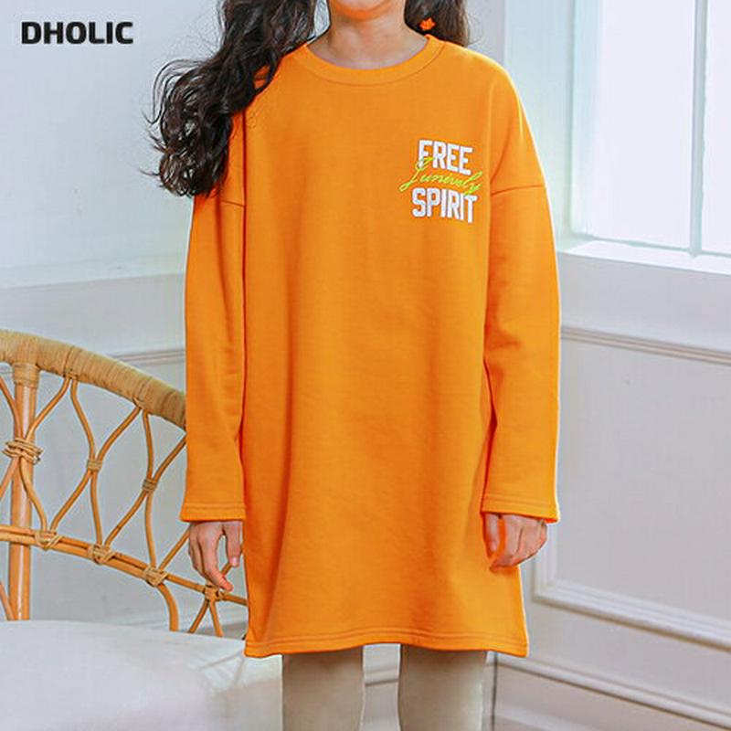 NT06ロングTシャツ(オレンジ) p001017 キッズ 【9~17才】【tops】【韓国 ファッション トップス Tシャツ 