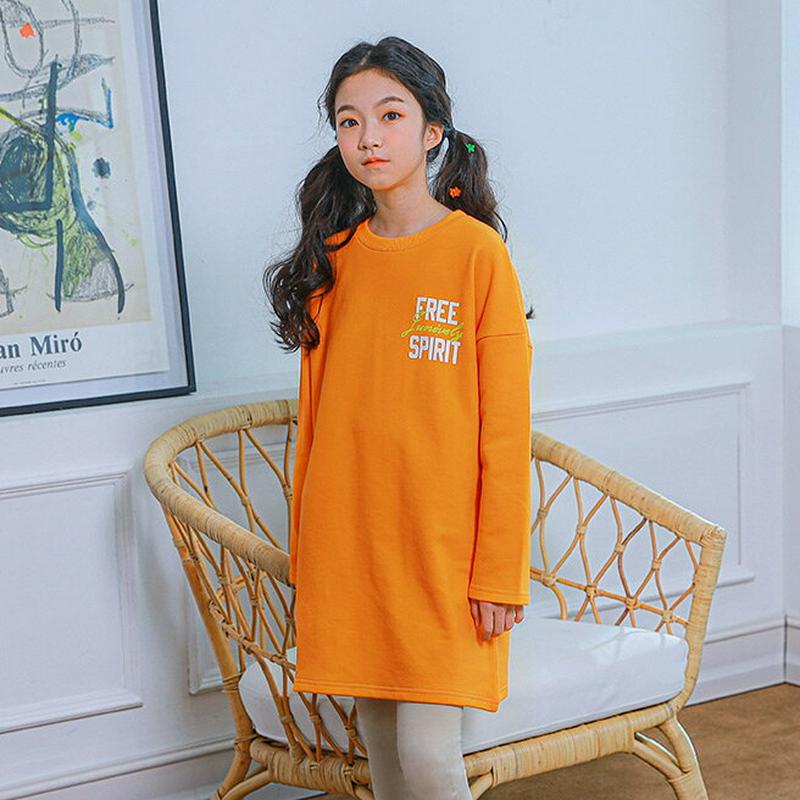 NT06ロングTシャツ(オレンジ) p001017 キッズ 【9~17才】【tops】【韓国 ファッション トップス Tシャツ 
