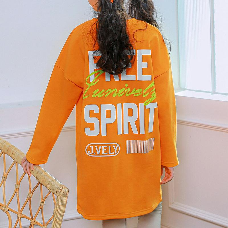 NT06ロングTシャツ(オレンジ) p001017 キッズ 【9~17才】【tops】【韓国 ファッション トップス Tシャツ 