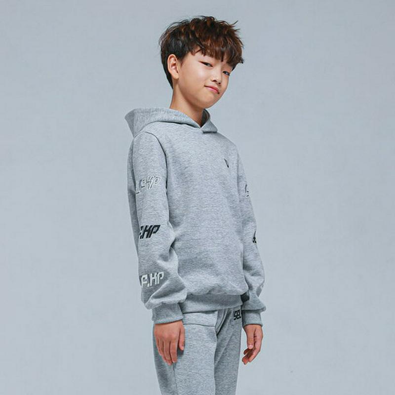 NT17袖レタリングフーディ(グレー) p000799 キッズ 【9~17才】【tops】【韓国 ファッション トップス パーカ