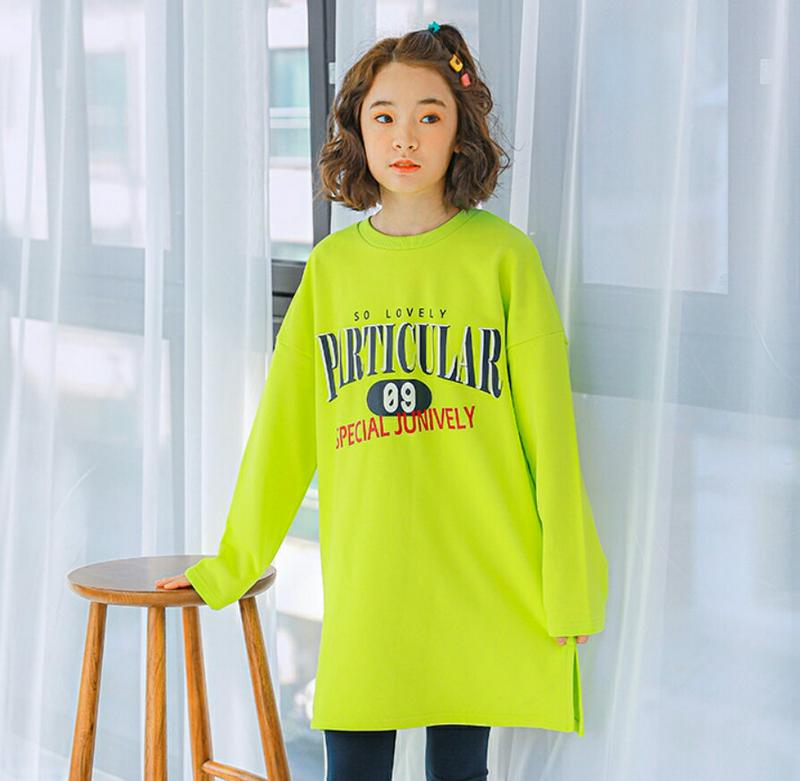 NT04ロングロゴTシャツ(ライム) p000916 キッズ 【9~17才】【tops】【韓国 ファッション トップス Tシャツ