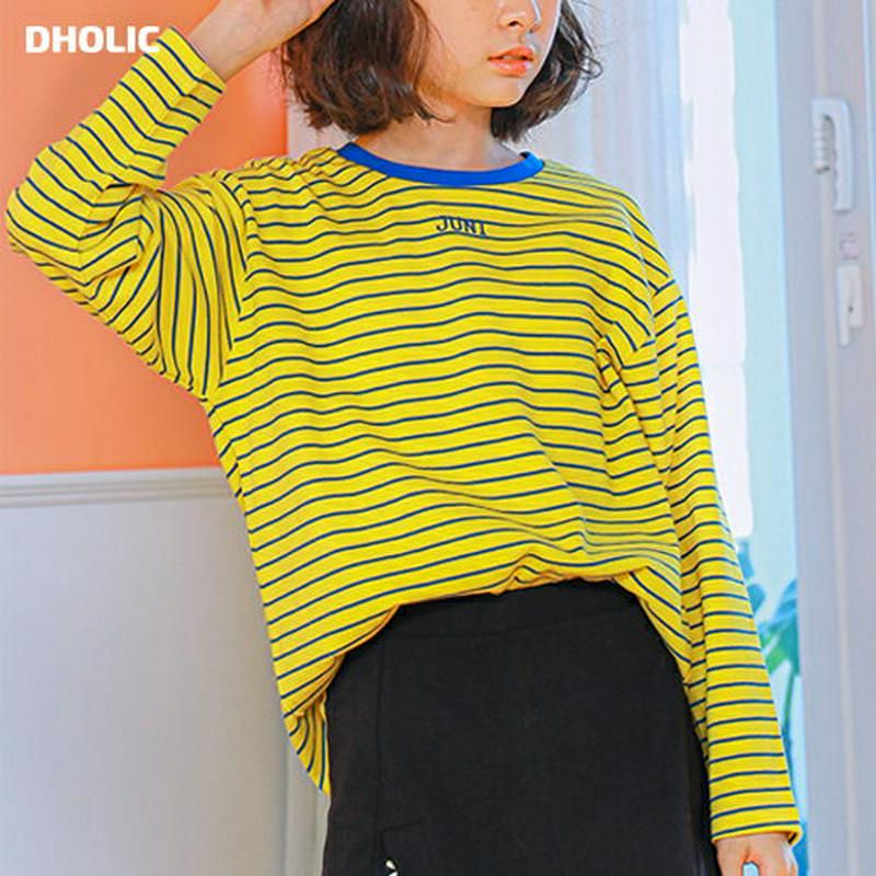 NT19ボーダーTシャツ(イエロー) p000944 キッズ 【9~17才】【tops】【韓国 ファッション トップス Tシャツ