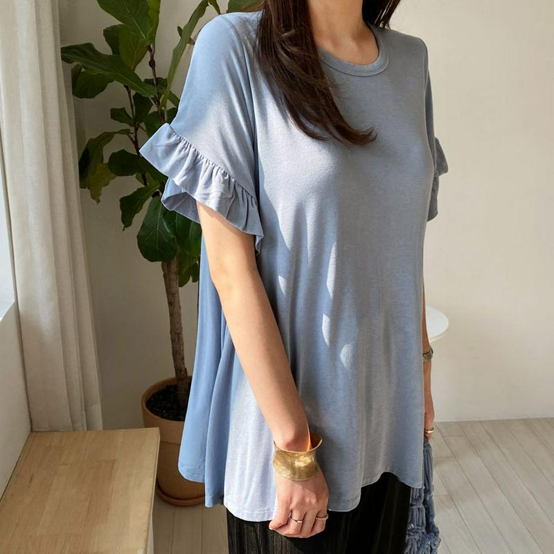 フリルスリーブTシャツ・全4色・b61811 レディース【tops】【トップス Tシャツ 半袖 フリル フリルスリーブ ガーリー