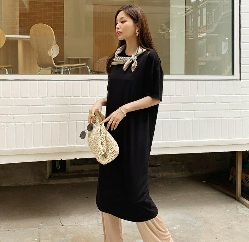 Tシャツワンピース・全4色・t61815 レディース【ops】【ワンピース ミディ丈 ミディワンピース 半袖 ハーフスリーブ カ