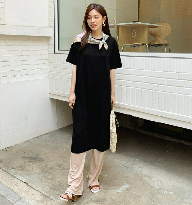 Tシャツワンピース・全4色・t61815 レディース【ops】【ワンピース ミディ丈 ミディワンピース 半袖 ハーフスリーブ カ