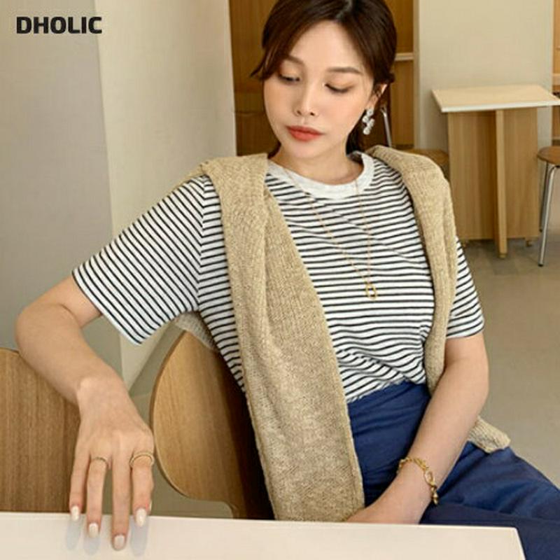 リネン混ボーダーTシャツ・全4色・t61809 レディース【tops】【トップス Tシャツ 半袖 ショートスリーブ ボーダー 柄