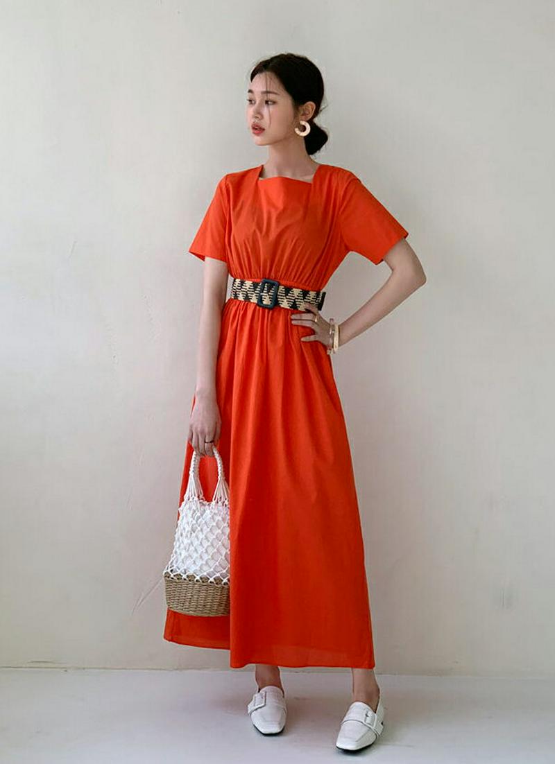 スクエアバックオープンワンピース・全3色・t55374 レディース 【ops】【ワンピース ロング ロングワンピース 半袖 ハー