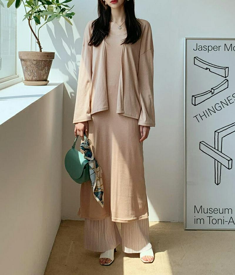 カーディガン&ワンピースSET・全3色・b55376 レディース 【ops】【セット ワンピース ロング ロングワンピース カー