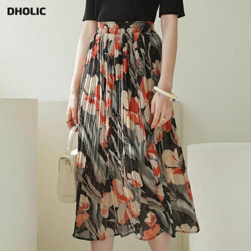 プリーツフローラルスカート・全2色・b55386 レディース 【sk】【スカート ロング ロングスカート 花柄 フラワー プリー