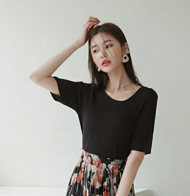 リブアンバランスネックニット・全2色・b55329 レディース 【tops】【トップス ニット ニットトップス アンバランス リ
