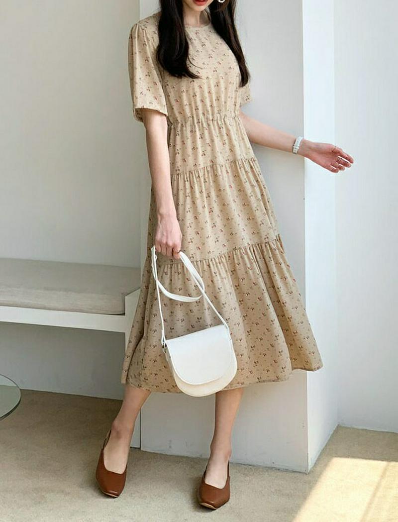 ティアードフローラルワンピース・全2色・b55372 レディース 【ops】【ワンピース ロング ロングワンピース ティアード 