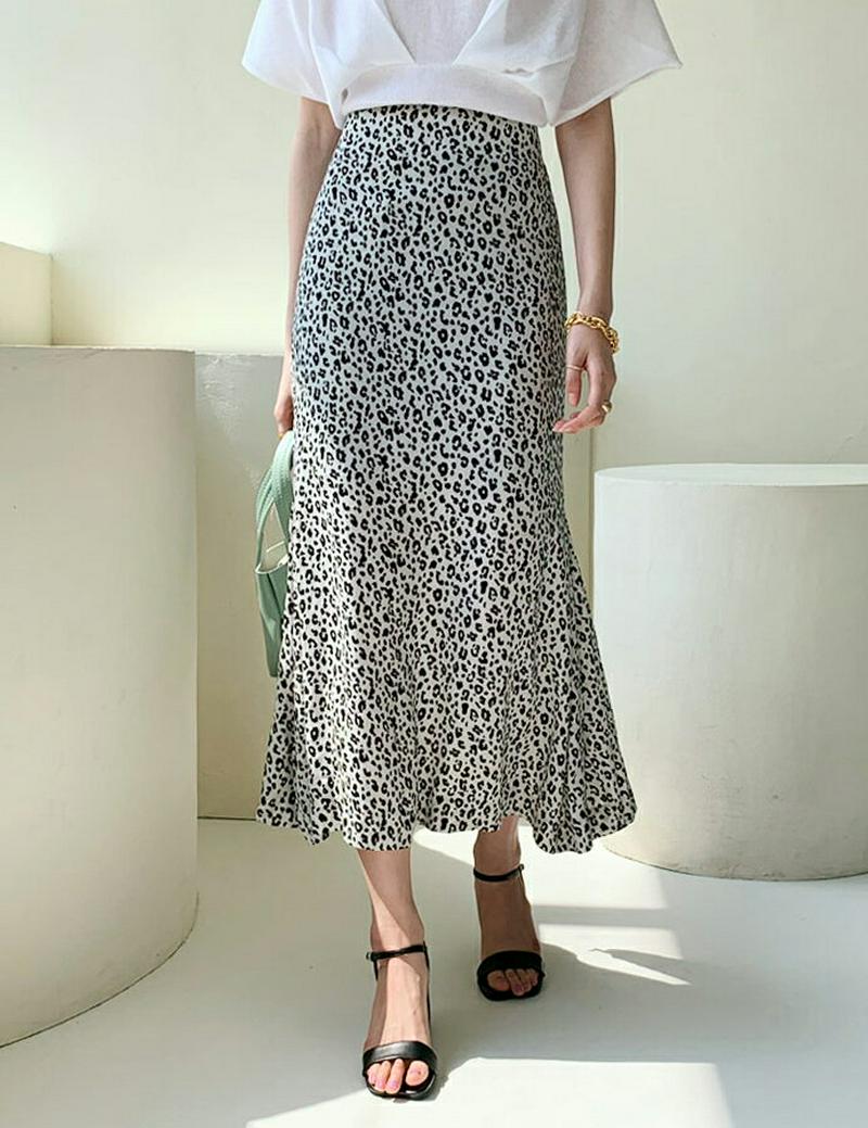 レオパードマーメイドスカート・全1色・t55385 レディース 【sk】【スカート ロング ロングスカート フレア マーメイド 