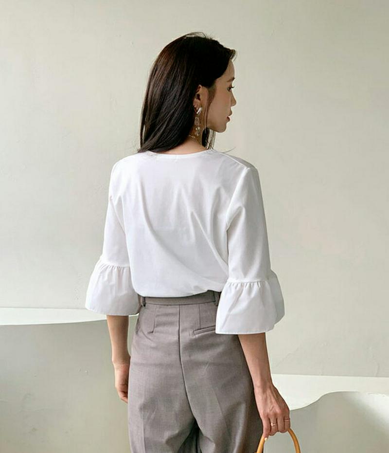 パールフレアスリーブTシャツ・全2色・b55324 レディース 【tops】【トップス Tシャツ 七分丈 七分袖 7分丈 7分袖