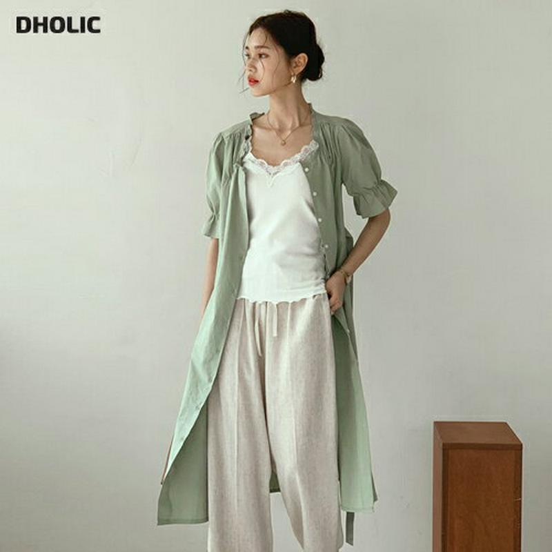 フリルボタンワンピース・全3色・t55375 レディース 【ops】【ワンピース ミディ丈 ミディワンピース 半袖 ハーフスリー