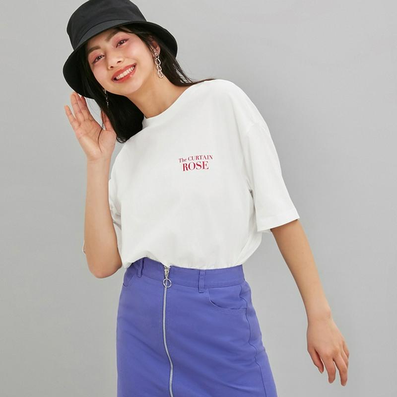 バックグラフィックT(5分袖)ローズY+E