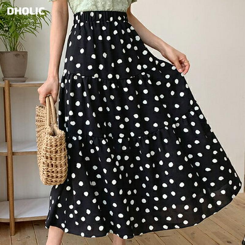 ドットティアードスカート・全2色・b58972 レディース 【sk】【スカート ロングスカート ロング ドット 柄 ティアード 