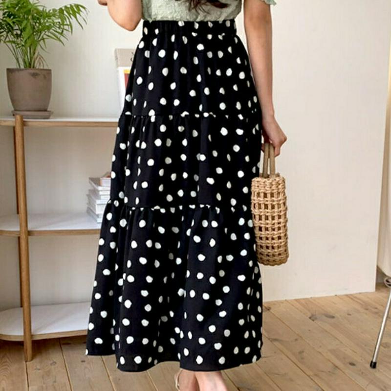 ドットティアードスカート・全2色・b58972 レディース 【sk】【スカート ロングスカート ロング ドット 柄 ティアード 