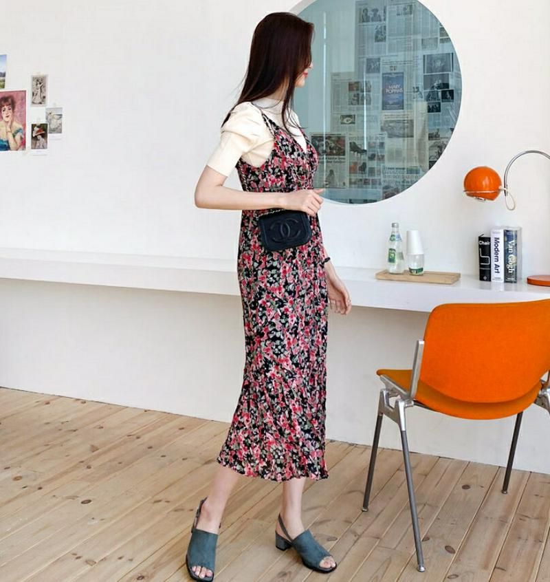 リンクル花柄キャミワンピース・全2色・t58954 レディース 【ops】【ワンピース ロング ロングワンピース 花柄 フラワー