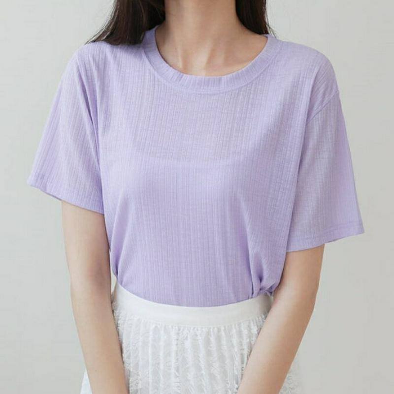 リブ半袖Tシャツ・全5色・t58944 レディース 【tops】【トップス Tシャツ 半袖 リブ リブトップス 単色 無地 シン
