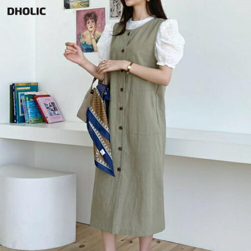 ボタンスリーブレスワンピース・全3色・t58955 レディース 【ops】【ワンピース ロング ロングワンピース スリーブレス 