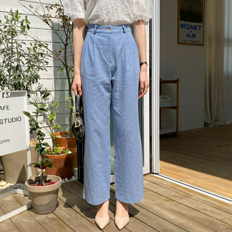 リネン混スラックス・全4色・t58965 レディース 【pt】【スラックス ロングパンツ ロング パンツ ズボン ボトムス 単色